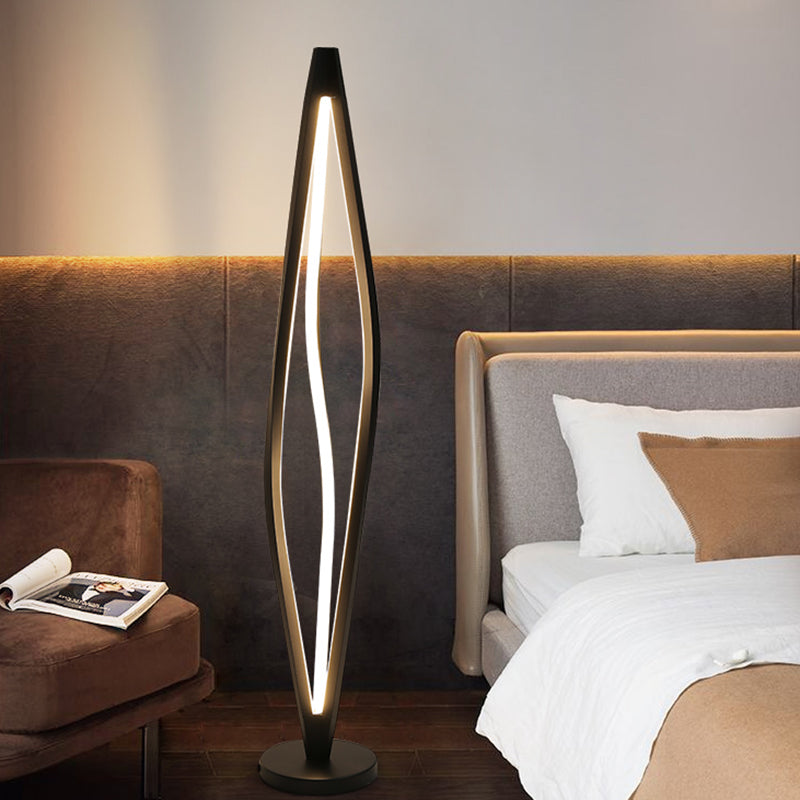 Geometric Led Floor Reading Light In Black/White - Nordic Design