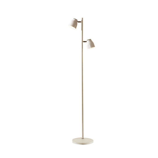 Modernist Metal Floor Reading Lamp - Trumpet Shape 2/3-Head White Ideal For Study Room