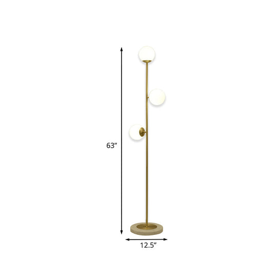 Sleek Led Floor Reading Lamp With Brass Stand Perfect Lighting For Living Room