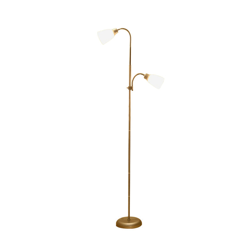 Trumpet Reading Floor Lamp - Simplicity Acrylic Gold Finish 2 Bulbs Study Room Lighting