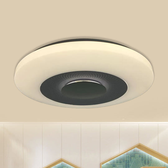 Modern Led Bedroom Flush Mount Fixture With Airship Acrylic Shade In Warm/Natural Light - White /