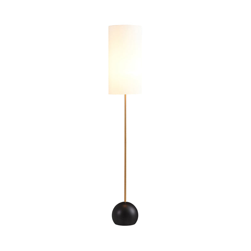 Minimalist Flaxen/Beige 1-Light Standing Floor Lamp With Cylindrical Fabric Shade - Ideal For Living