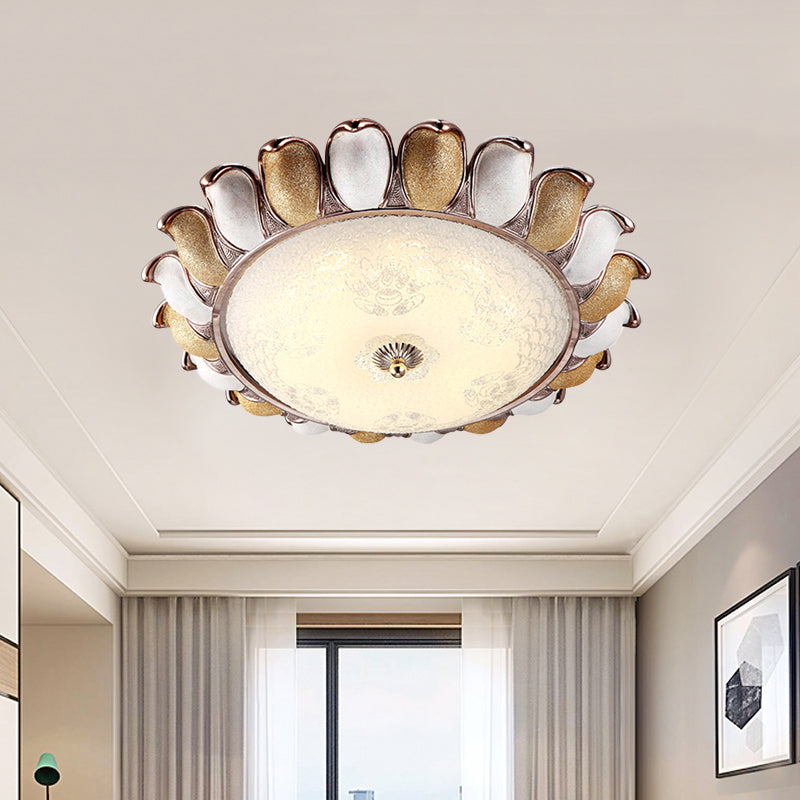 Sunflower Glass Ceiling Lamp: Textured Led Flush Mount 14/18/22 Width Silver/Gold Ideal For