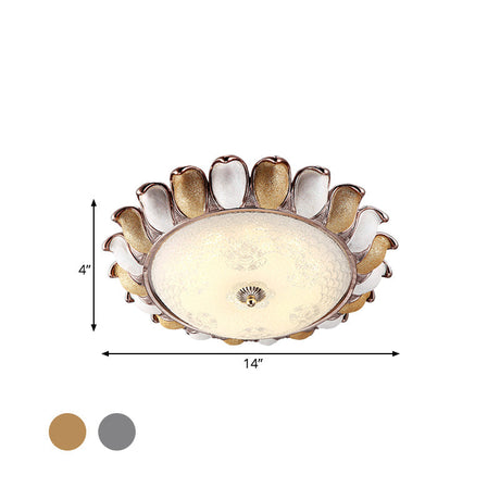 Sunflower Glass Ceiling Lamp: Textured Led Flush Mount 14’/18’/22’ Width Silver/Gold Ideal