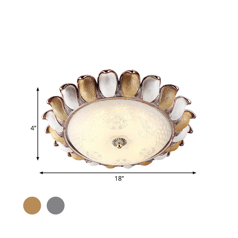 Sunflower Glass Ceiling Lamp: Textured Led Flush Mount 14/18/22 Width Silver/Gold Ideal For