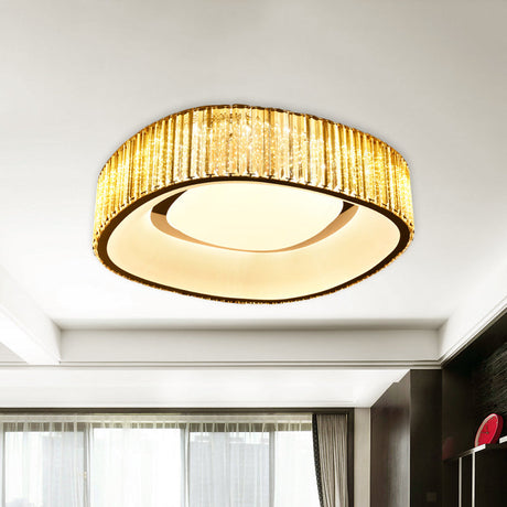 Minimalist Crystal Prism Led Flushmount Lamp For Bedroom - White Flush Mount Light