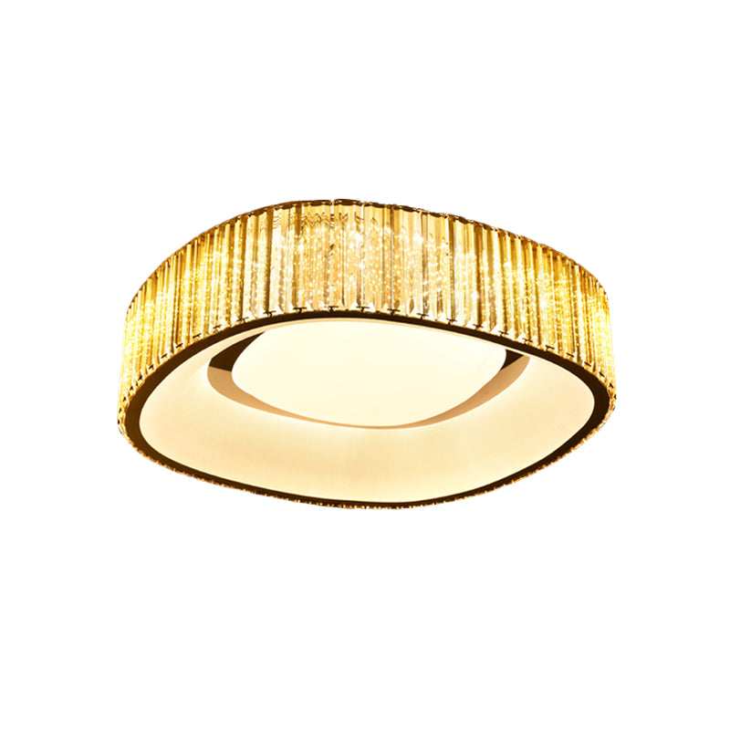 Minimalist Crystal Prism Led Flushmount Lamp For Bedroom - White Flush Mount Light