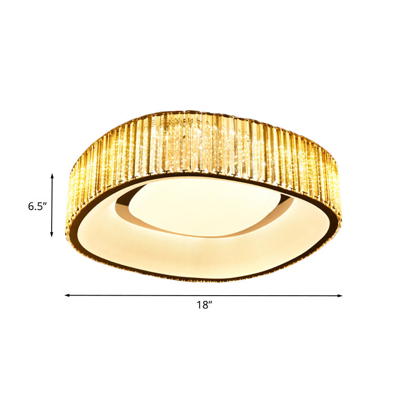 Minimalist Crystal Prism Led Flushmount Lamp For Bedroom - White Flush Mount Light