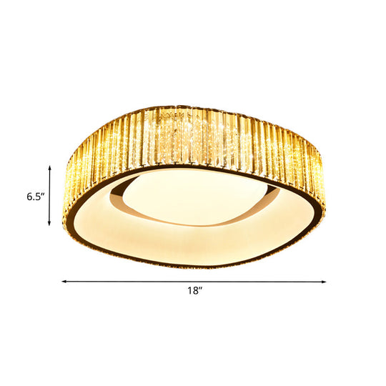 Minimalist Crystal Prism Led Flushmount Lamp For Bedroom - White Flush Mount Light