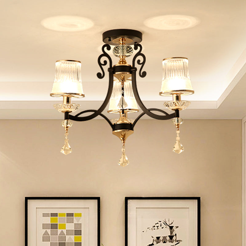 Swirling Crystal Raindrop Pendant Chandelier - Minimalist Kitchen Lamp With 3 Lights And