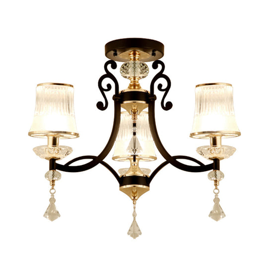 Swirling Crystal Raindrop Pendant Chandelier - Minimalist Kitchen Lamp With 3 Lights And