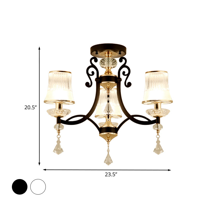 Swirling Crystal Raindrop Pendant Chandelier - Minimalist Kitchen Lamp With 3 Lights And