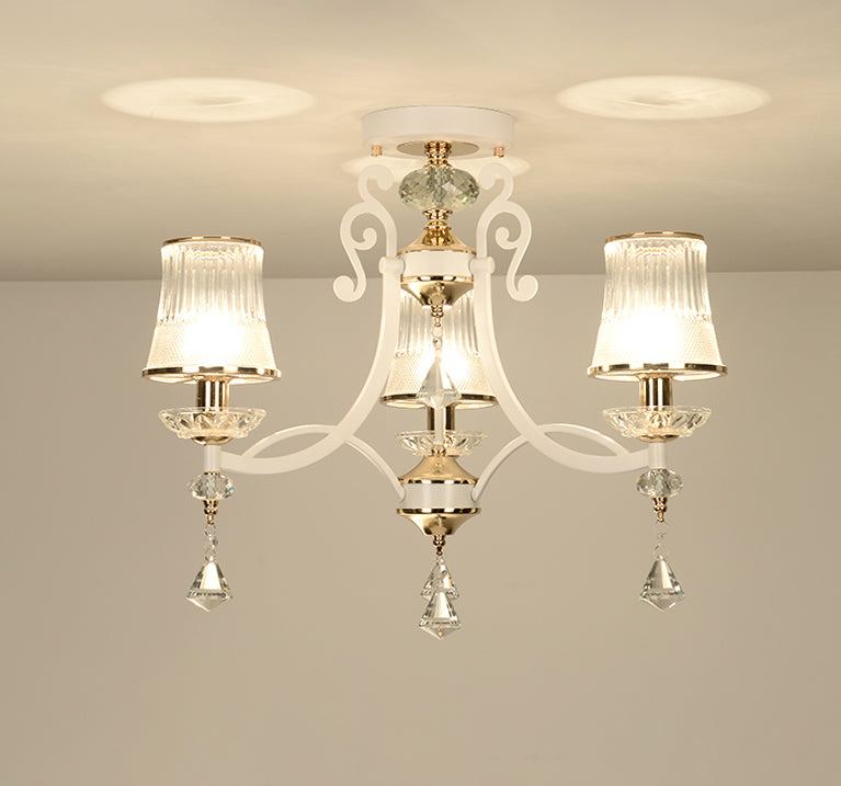 Swirling Crystal Raindrop Pendant Chandelier - Minimalist Kitchen Lamp With 3 Lights And