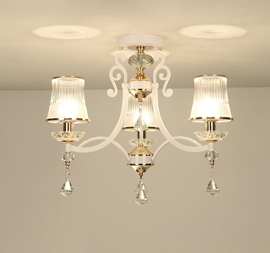 Swirling Crystal Raindrop Pendant Chandelier - Minimalist Kitchen Lamp With 3 Lights And