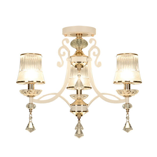 Swirling Crystal Raindrop Pendant Chandelier - Minimalist Kitchen Lamp With 3 Lights And