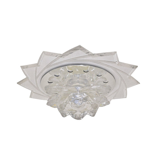 Modern Led Crystal Glass Lotus Ceiling Pendant Light - Flush - Mount Fixture