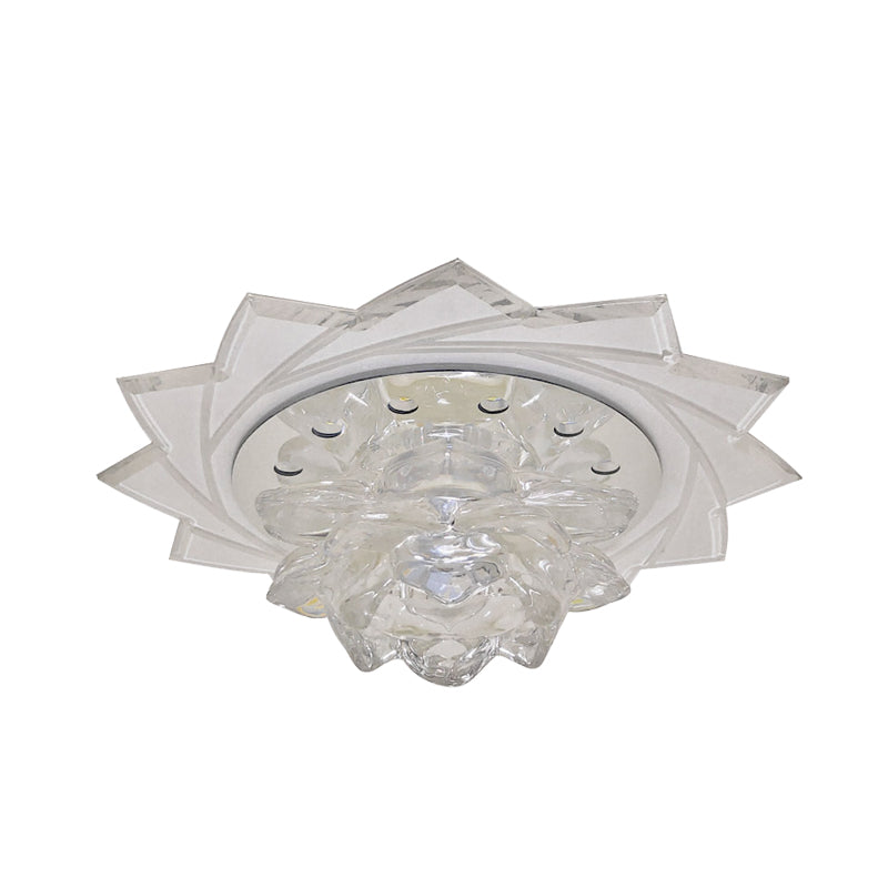 Modern Led Crystal Glass Lotus Ceiling Pendant Light - Flush-Mount Fixture