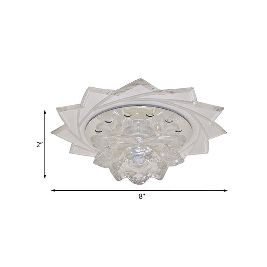 Modern Led Crystal Glass Lotus Ceiling Pendant Light - Flush - Mount Fixture