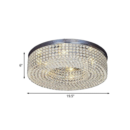 Modern Crystal Flush Mount Ceiling Light Fixture With 6-Bulb Recessed Lighting