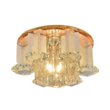 Hexagon Led Crystal Flushmount: Modern Close To Ceiling Lighting For Halls - Tan