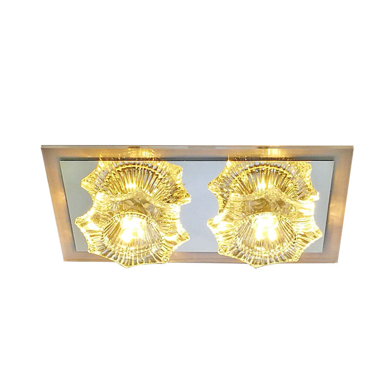 Simple Octagon Led Clear Glass Flush Mount Ceiling Lighting Fixture