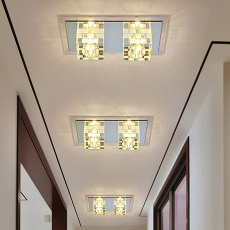 Faceted Glass Led Ceiling Flush Light Fixture - Modern Nordic Cubic Design For Living Room