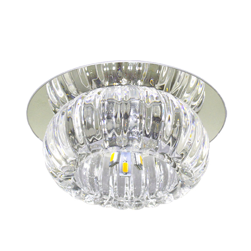Crystal Led Balcony Flush Mount Spotlight - Fashionable Clear Prismatic Ceiling Lighting