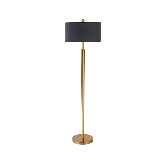 Nordic Black Drum Shade Floor Lamp - Stylish Reading Light For Drawing Room