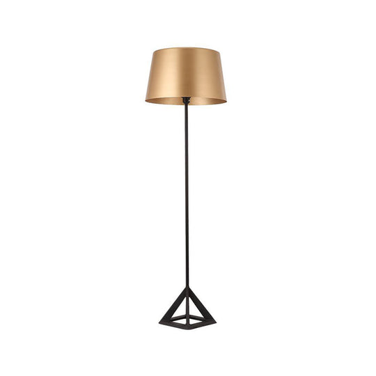 Nordic Metal 1 Head Gold Floor Reading Lamp - Drum-Shaped Tripod Design For Living Room