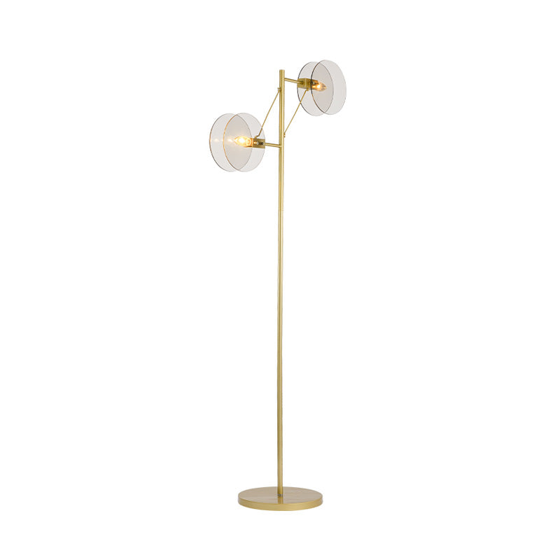 Modern Clear Glass Led Floor Reading Lamp With Gold Stand For Living Room