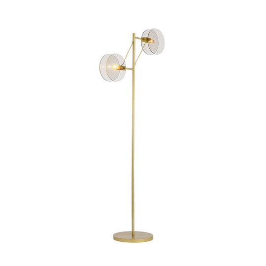 Modern Clear Glass Led Floor Reading Lamp With Gold Stand For Living Room