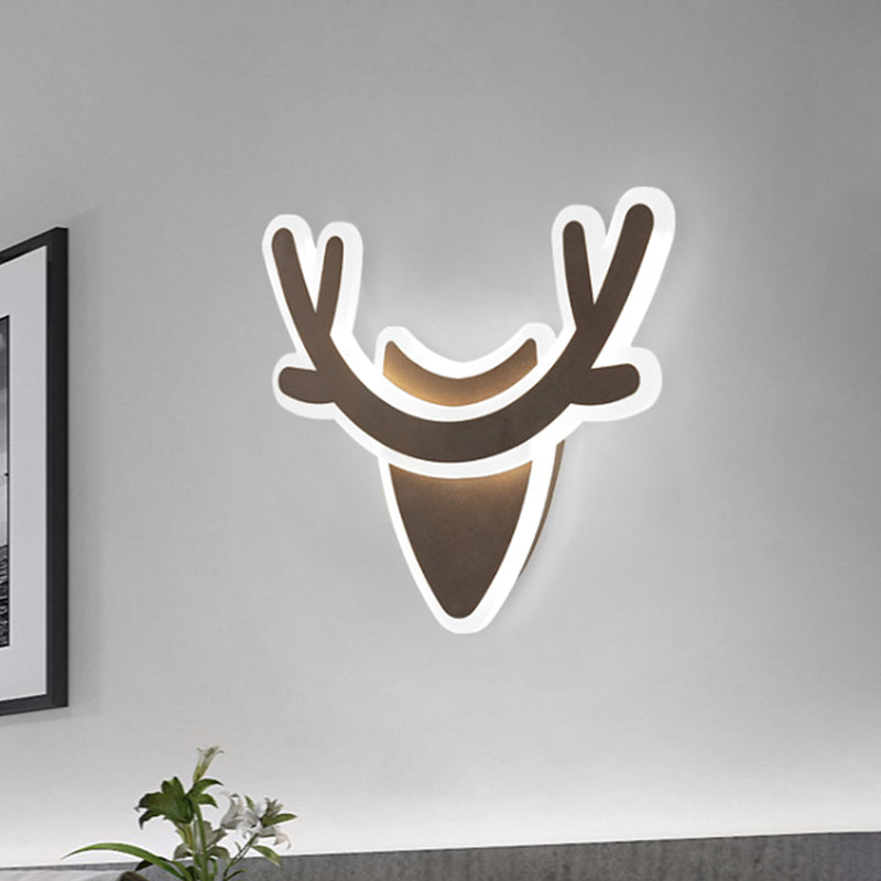 Nordic Flush Mount Wall Sconce With Led Light Coffee Heart Shape/Black Wifi Acrylic Shade And Elk