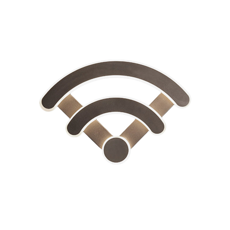 Nordic Flush Mount Wall Sconce With Led Light Coffee Heart Shape/Black Wifi Acrylic Shade And Elk