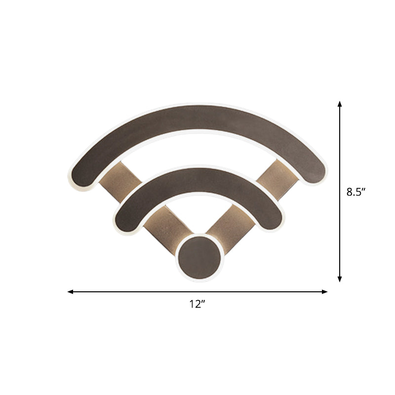Nordic Flush Mount Wall Sconce With Led Light Coffee Heart Shape/Black Wifi Acrylic Shade And Elk
