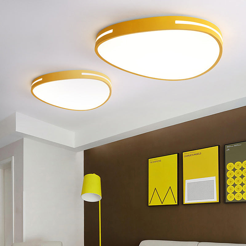 Teardrop Led Ceiling Light For Kindergarten And Bedroom - Nordic Style Yellow