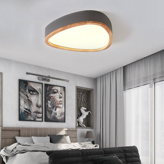 Wooden Teardrop Led Ceiling Light For Boys Bedroom Grey / Warm