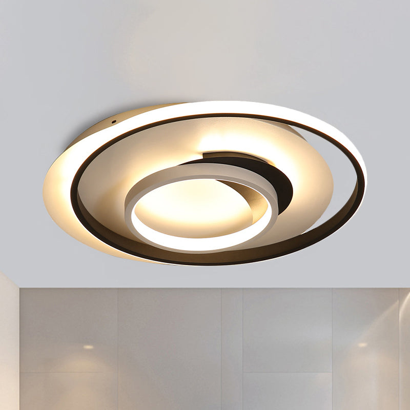 Modern Black Flush Ceiling Lighting Fixture - 18’/21.5’ Round Acrylic Led Light In Warm/White