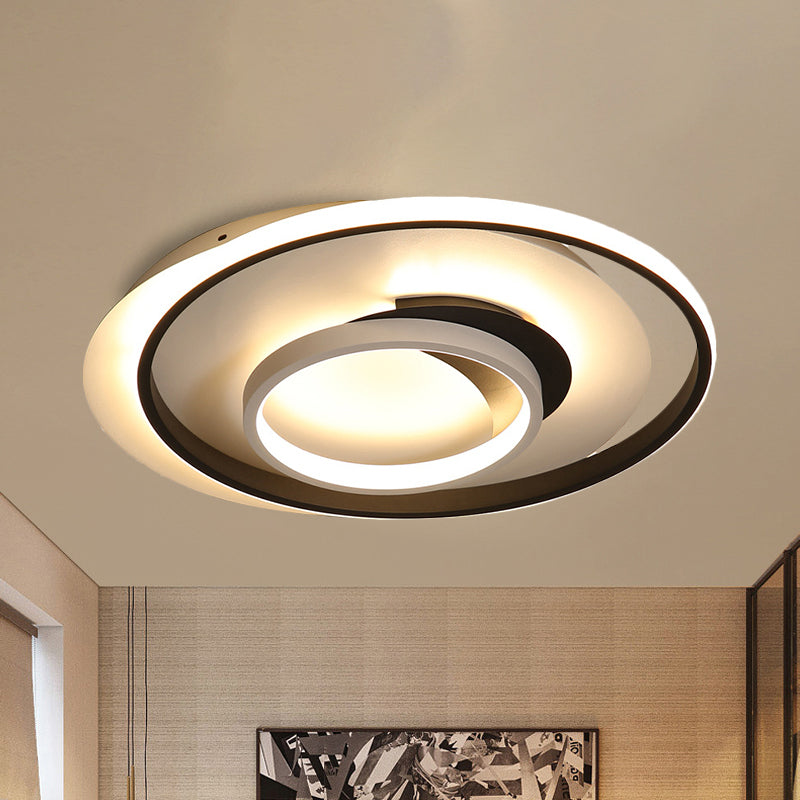 Modern Black Flush Ceiling Lighting Fixture - 18/21.5 Round Acrylic Led Light In Warm/White / 21.5