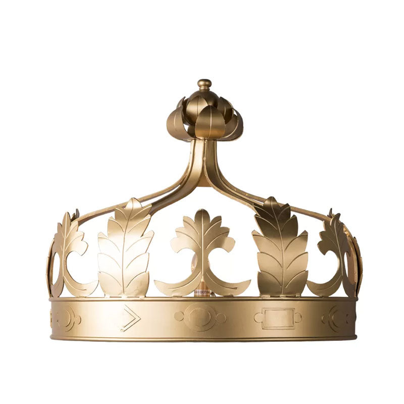 Vintage Metal Crown 3-Light Wall Sconce In Grey/Gold - Bedroom Wall-Mounted Lighting