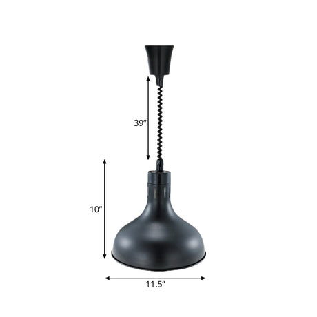 Retro Style Black Metal Pendant Light With Extendable Arm For Kitchen 1-Light Dome Shade 7/11.5 Wide