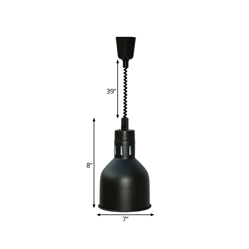 Extendable Pendant Lighting With Retro Dome Shade - Black 7’/11.5’ W