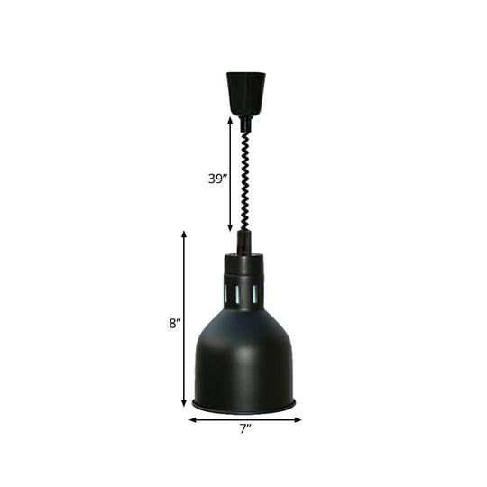 Extendable Pendant Lighting With Retro Dome Shade - Black 7’/11.5’ W