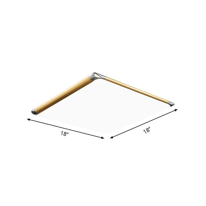 Modern Ultra-Thin Square Flush Mount With Gold Integrated Led Acrylic Shade - Warm/White 18/21/35.5