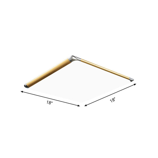 Modern Ultra-Thin Square Flush Mount With Gold Integrated Led Acrylic Shade - Warm/White 18/21/35.5