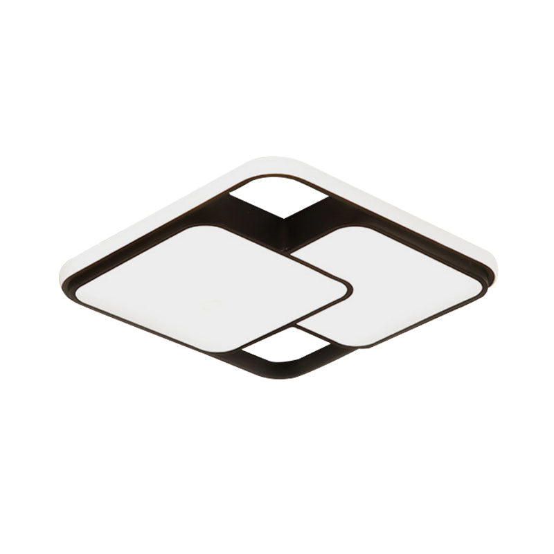 Contemporary Black And White Rectangular/Square Flush Mount Led Ceiling Light For Living Room -