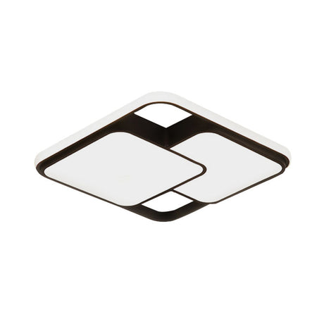 Contemporary Black And White Rectangular/Square Flush Mount Led Ceiling Light For Living Room -