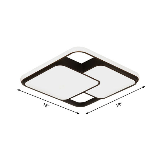 Contemporary Black And White Rectangular/Square Flush Mount Led Ceiling Light For Living Room -