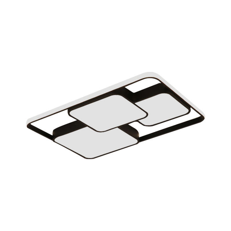 Contemporary Black And White Rectangular/Square Flush Mount Led Ceiling Light For Living Room -