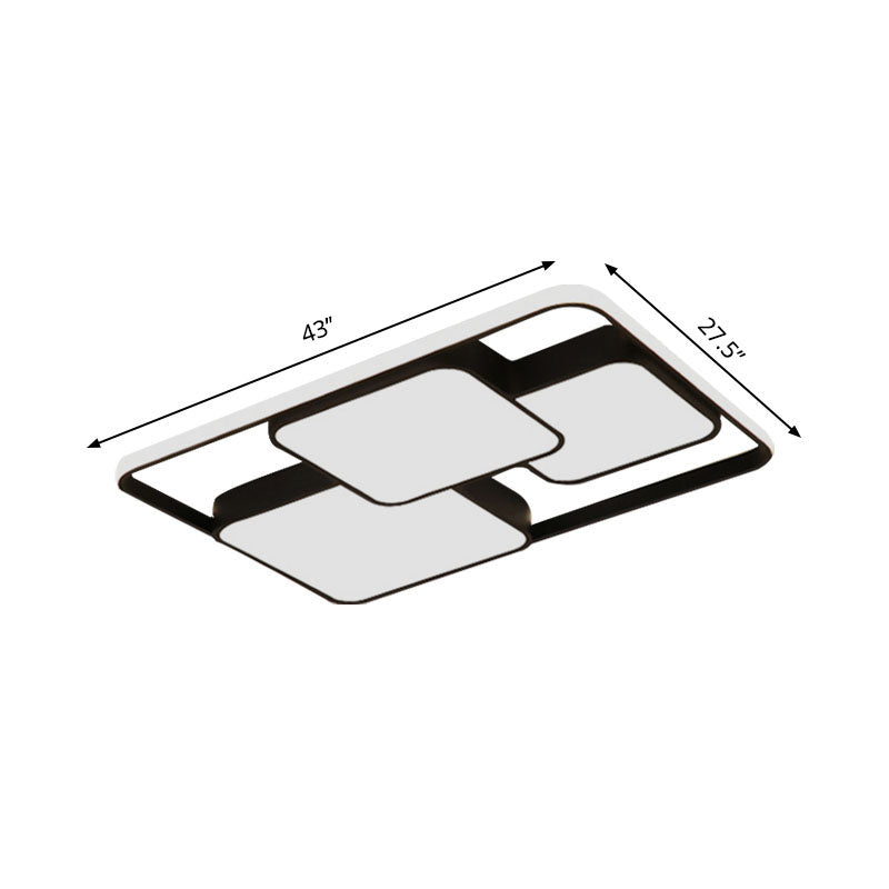 Contemporary Black And White Rectangular/Square Flush Mount Led Ceiling Light For Living Room -