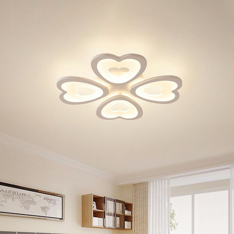 Contemporary 4/6 - Light Ceiling Mount Fixture With Acrylic Shade - White Heart Flush Lamp In